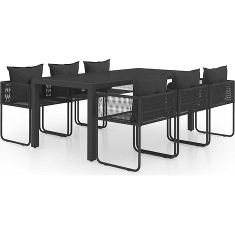 Maison Exclusive - Set da Pranzo da Giardino 7 pz in Rattan PVC Nero (1/5)