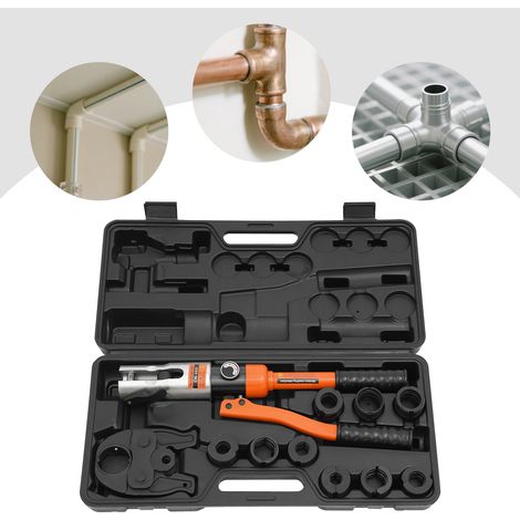 Hydraulik-Crimpzange 10T, 360° Kopf, Handpresszange, Kabelschuh-Crimpzange mit 9 Einsätzen, schönes Aussehen