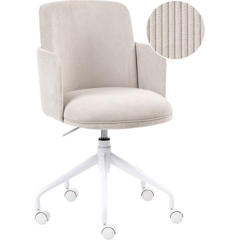 Silla de oficina tapizado de pana giratoria ajuste de altura del asiento beige claro Dryden (1/5)