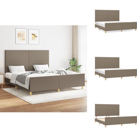 Cadre de lit sans matelas taupe 160x200 cm tissu - Cadre De Lit - Lit Double - Tête De Lit - Literie - Meubles De Chambre (1/5)