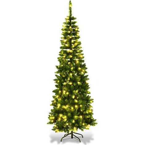 5Ft Pre-Lit Green Pencil Christmas Tree Warm White (1/5)