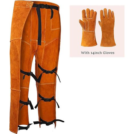 Pantalon de soudure en cuir ignifugé, protection thermique des jambes taille ajustable pour soudeur industriel (1/4)