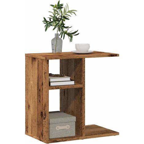 Table d'appoint vieux bois 50x30x50 bois d'ingénierie (1/5)