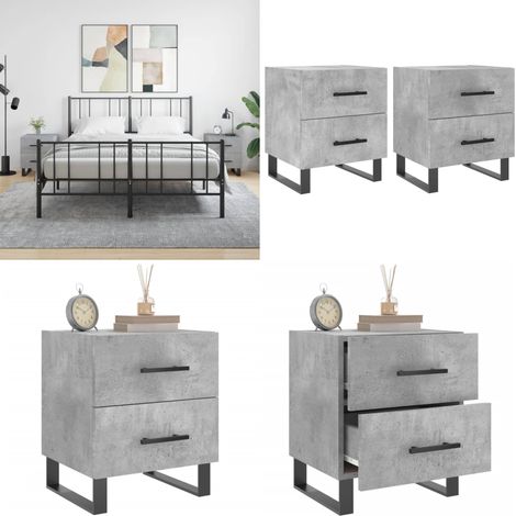 Tables de chevet 2pcs gris béton 40x35x47,5cm bois d’ingénierie - Table De Chevet - Meuble De Chambre - Armoire De Chevet - Meubles Modernes - Design Scandinave - Home & Living (1/5)