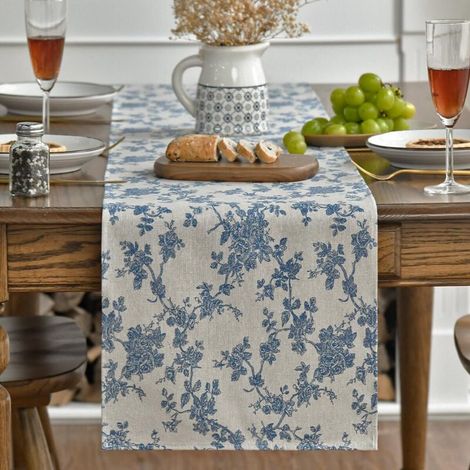 Decoración de mesa. Camino de mesa de algodón gris oscuro, ideal para decorar mesas de cocina o comedor, 30 x 180 cm. (1/4)
