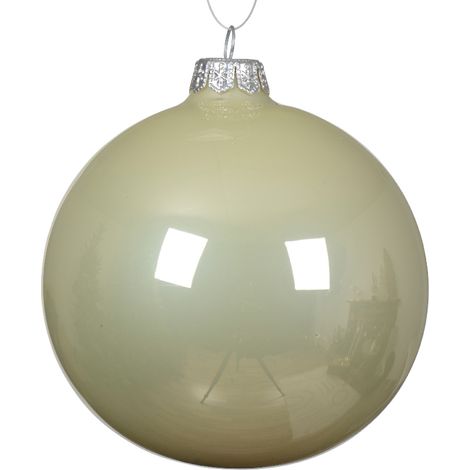 Palline di vetro menta bianca 10 cm - 4 pz