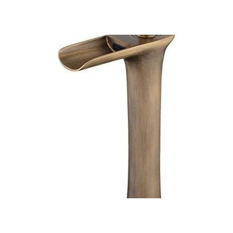 Robinet cascade à levier unique pour lavabo haut, finition laiton antique (1/5)