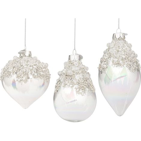 PENDAGLIO NATALIZIO IRIDESCENTE TRASPARENTE VETRO 3 ASS PREZZO CAD  SCEGLIERE