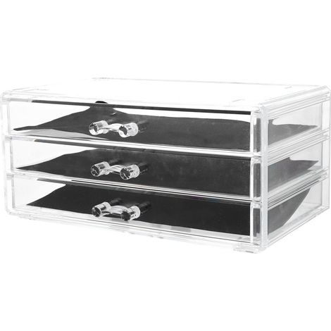 Organisateur de maquillage en acrylique à 3 tiroirs, présentoir à 3 niveaux pour cosmétiques et soins de la peau, pour coiffeuse (1/5)