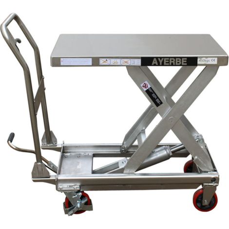 AYERBE - 583920 - Mesa hidráulica Inoxidable accionamiento manual capacidad 450 kilos - AY-450-MH INOX (1/3)