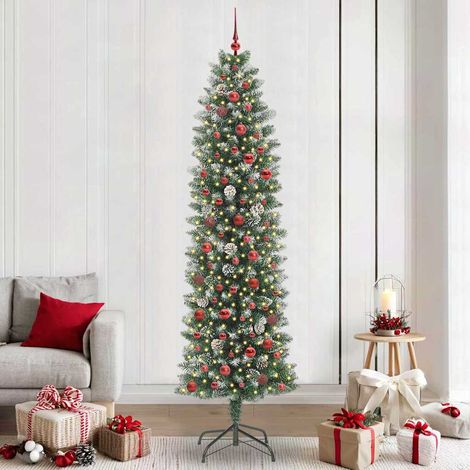 Künstlicher schlanker Weihnachtsbaum Grün und Weiß 240 cm
