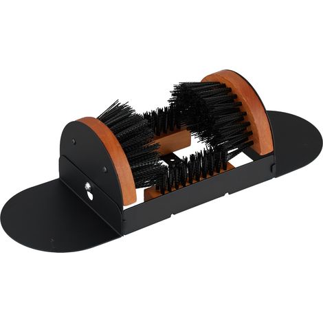 Relaxdays Gratte-pieds avec brosses tout autour, paillasson extérieur, poils robustes, fixation au sol, noir/marron (1/5)