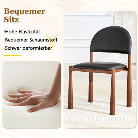 MEUBLIV Lot de 2 chaises de salle à manger 45x48x80 cm noires – dossier demi-rond (1/5)