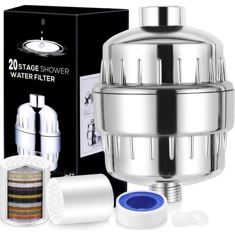 20-stufiger Duschfilter, Wasserenthärter für gesündere Haut und Haare, entfernt Chlor, Schwermetalle und andere Ablagerungen, Wasserenthärter mit Vitamin C – Crezuo (1/4)