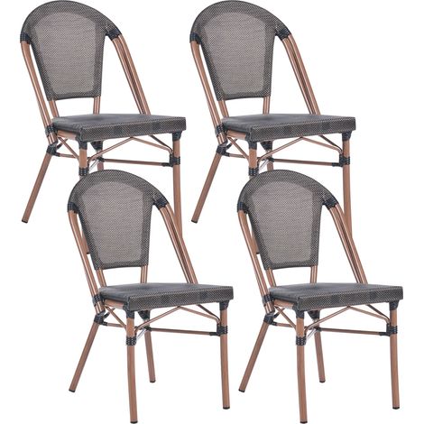 Conjunto de 4 sillas de jardín estructura de aluminio ratán sintético gris Rifreddo