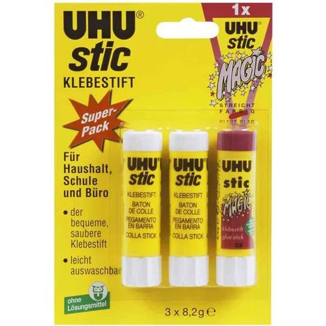 Barras de pegamento uhu modelo 8 2 gramos paquete tres