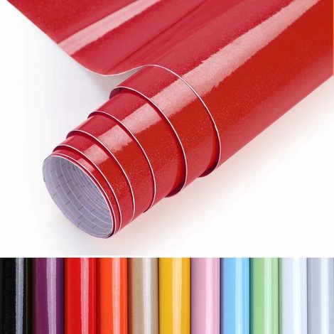 Auto-adhésive Cuisine Rouge 40x500cm (2㎡) en PVC armoires de Cuisine Feuille de Cuisine Feuille adhésive Papier Peint Cuisine Autocollants imperméables pour Armoire avec Paillettes (1/2)