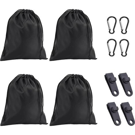 Sacs de lestage résistants au Vent avec mousquetons et Clips 4 Pcs Remplissage Flexible, Fixation Sans Outil pour Nappes, Tentes, Jardin, Camping (1/5)