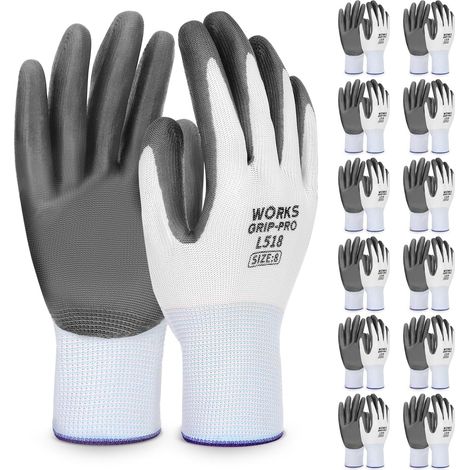 Gants de jardinage (12 paires), enduits de nitrile, adaptés à la construction, à l'ingénierie, à la logistique, à l'entreposage et aux travaux publics.