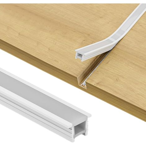 Profilé LED en silicone 3 m - Sans taches - Pour bandes LED flexibles de 5 à 7 mm - Matériau flexible pour bandes LED (bandes LED non incluses) (20 x 10 cm) (1/5)