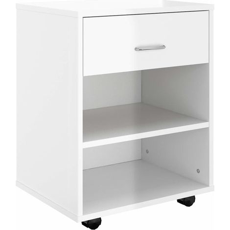 Maison Exclusive - Mobiletto con Ruote Bianco Lucido 46x36x59 cm Legno Multistrato (1/5)
