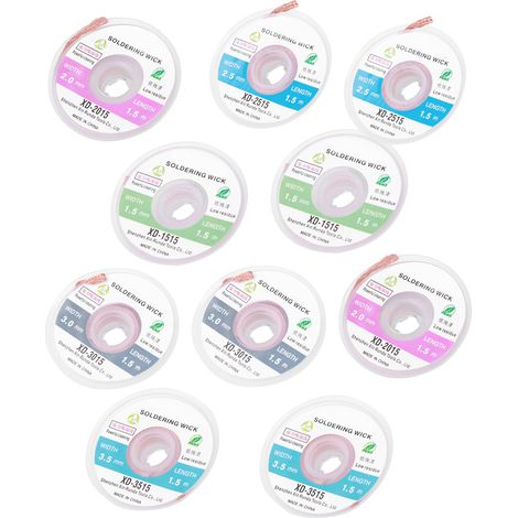 Lot de 2 mèches à dessouder pour câbles, à faible résidu et sans nettoyage, 1,5 mm, 2 mm, 2,5 mm, 3 mm et 3,5 mm (1/5)