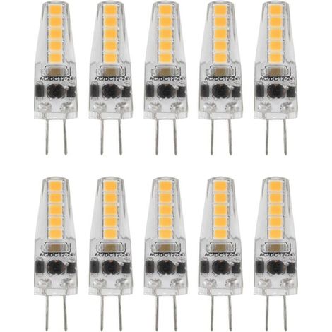 10pcs Ampoules LED G4, 2W 3000K AC 12-24V Ampoules à Intensité Variable pour Lustre Plafonnier Lampe de Table Blanc Chaud (1/5)