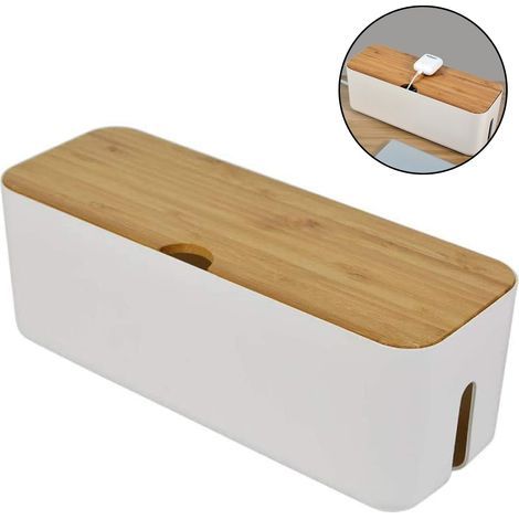 Kleine weiße Kabelaufbewahrungsbox für Verlängerungskabel, Steckdosenleisten, Überspannungsschutzgeräte, Kabelabdeckungen, ideal für Büro, Zuhause oder Küche. (1/5)