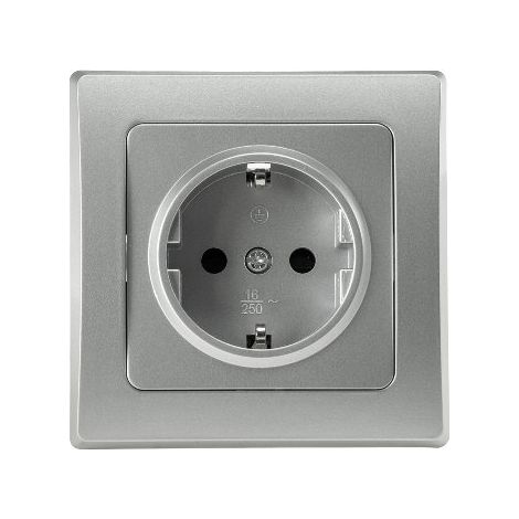 DELPHI Steckdose Unterputz 230V Schutzkontakt Silber Grau (1/5)