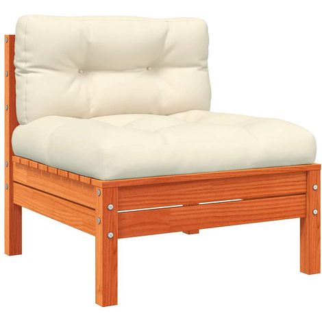 Maison Exclusive - Gartensofa ohne Armlehnen mit Kissen Wachsbrau