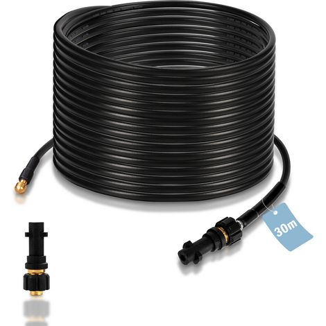 Einfeben – Tuyau déboucheur flexible noir 30m – Accessoire pour nettoyeur haute pression – Pression 180 bar – Raccord M22 pour nettoyage canalisations