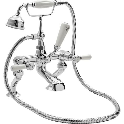 Hudson Reed Topaz Lever Pillar Mounted Bath Shower Mixer Tap - Chrome (1/3)