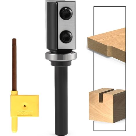 Flush router bit with reversible inserts, 8 mm shank, flush router bit with 4 replaceable carbide (HW) cutting surfaces, D = 19 mm, NL = 30 mm, bottom bearing flush (1/5)