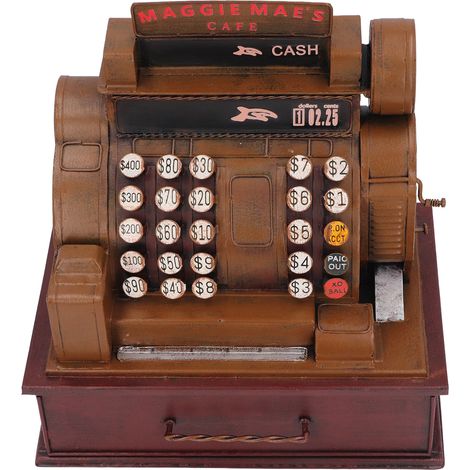 Caisse enregistreuse vintage en fer forgé, objet de décoration anti-stress, modèle décoratif pour bureau ou maison. (1/5)