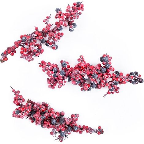 Rami sbiancati con frutti rossi, 10 cm, 3 pezzi.