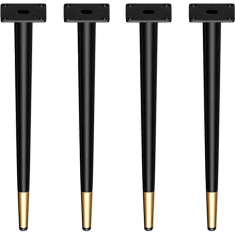 Set mit 4 konischen Metallmöbelbeinen, schwarz und gold, verstellbar, gerade und konisch, für Büro, Stühle, Schränke, Sofas und andere Möbel (35 cm).