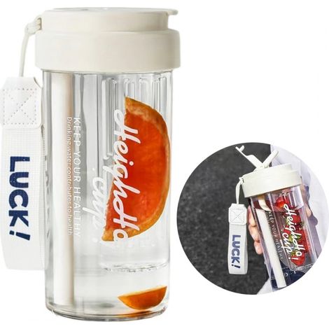 Gourde ECARLA avec panier et paille 600 ml Luck Beige BD32B (1/5)