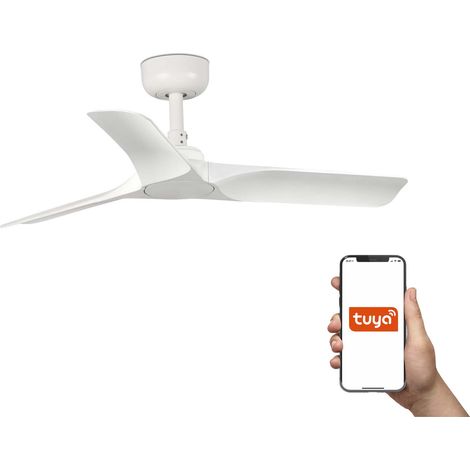 Faro Hey Petit ventilateur de plafond à 3 pales blanc mat, système intelligent Tuya (1/4)