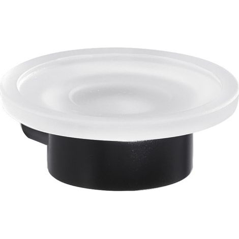 PORTASAPONE DA PARETE IN OTTONE NERO OPACO E VETRO MODELLO PIRENEI - DIM. CM (LXPXH): 10,8×11,1×4,2  - NERO OPACO  - GDY