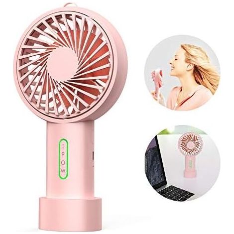 Ventilateur portable mini IPOW, 3 vitesses, angle réglable, base détachable, câble, chargement USB, fonctionne sur batterie, idéal pour un bureau.-AquaForge (1/5)