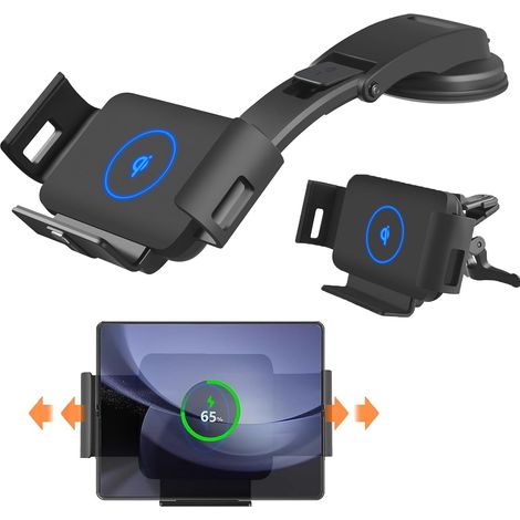 CCYKXA Car Induction Charger for Samsung Z Fold 5, Wireless Charger Compatible with Samsung Galaxy S24/S23/Plus/Z Fold 4 3, Wireless Charger Car Phone Holder for iPhone 15 14 13 Pro Max Plus (1/4)