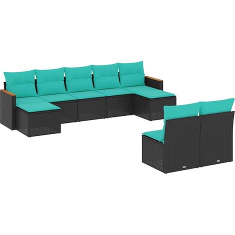 Maison Exclusive - 9-teiliges Gartensofa-Set mit Kissen, schwarze (1/5)