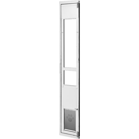 Mophorn Chatière pour porte coulissante en verre, avec ouverture pivotante à 180°, hauteur ajustable de 1927 à 2049 mm, cadre en alliage d'aluminium, rabat et système de verrouillage, M (1/5)