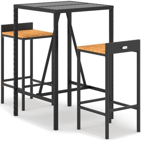 Maison Exclusive - 3-tlg. Gartenbar-Set Schwarz Poly Rattan & Mas (1/5)