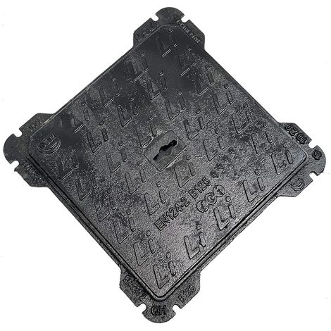 Einside – Plaque d'égout en fonte ductile CJS 500-7 B125 – 50 x 50 cm – Résistance 125 kN pour parkings et trottoirs – Étanchéité parfaite