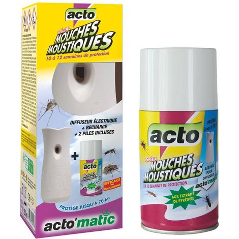 Pack Diffuseur ACTO'matic Électronique Anti-Mouches & Moustiques avec 2 recharges (1/3)