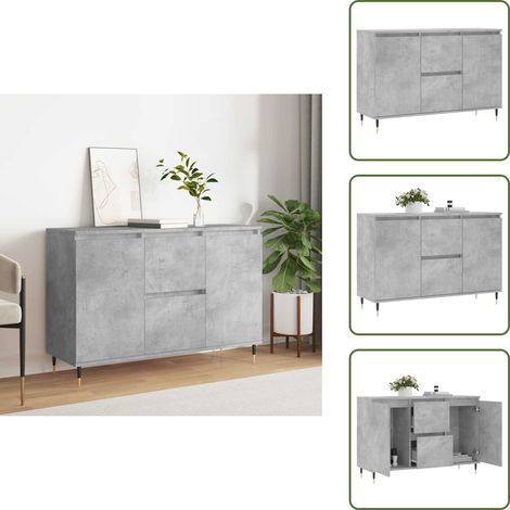 Buffet gris béton 104x35x70 cm bois d'ingénierie - Buffet Design Moderne - Buffet Rangement - Buffet Cuisine - Buffet Salon - Meuble Tv (1/5)