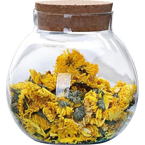 en verre clair rond hermétique avec couvercle en liège, boîte à thé, vase, bouteille, contenant de conservation des aliments pour la maison, la cuisine (1/5)