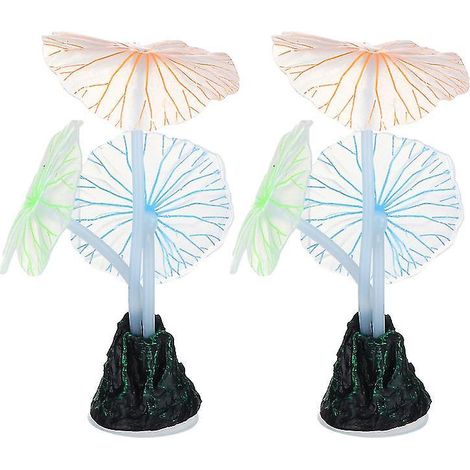 Lot de 2 décorations pour aquarium en forme de feuille de lotus (1/3)