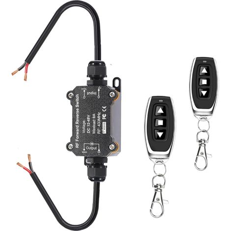 Télécommande sans fil pour moteurs, DC 12V/24V/48V/8A avec relais étanche, avant/arrière, portée de 50 m, humide/extérieur, moteurs, grues éoliennes, écran de projecteur (1/5)